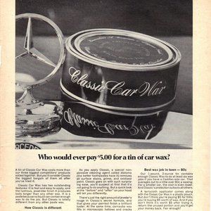 Vintage 1968 Print Ad for Classic Car Wax PA559
